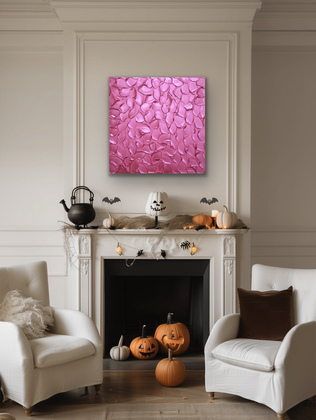 Hot Pink Abstract Minimalist ORIGINAL Metallic Textured Painting palette knife Impasto, Abstract Wall Art -MADE2ORDER-Mix & match