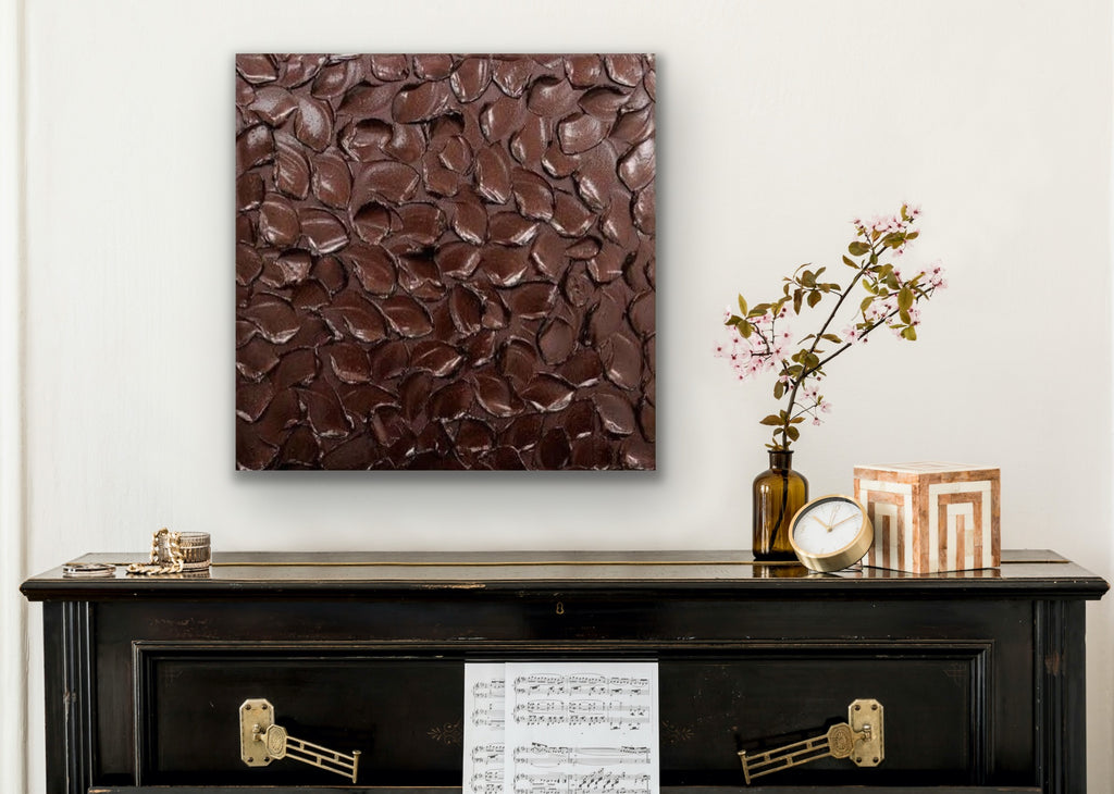 Burgundy Abstract Minimalist ORIGINAL Metallic Textured Painting palette knife Impasto, Abstract Wall Art -MADE2ORDER-Mix & match