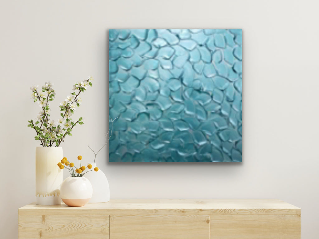 Turquoise Abstract Minimalist ORIGINAL Metallic Textured Painting palette knife Impasto, Abstract Wall Art -MADE2ORDER-Mix & match