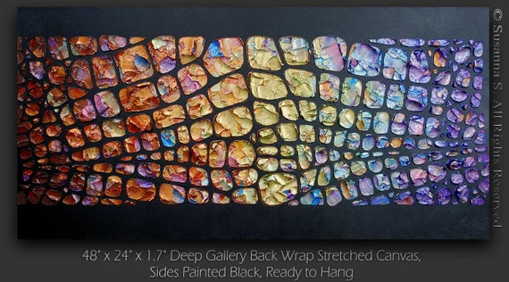 Original Textured Large Abstract Art MADE2ORDER Mosaic Painting Black MultiColor