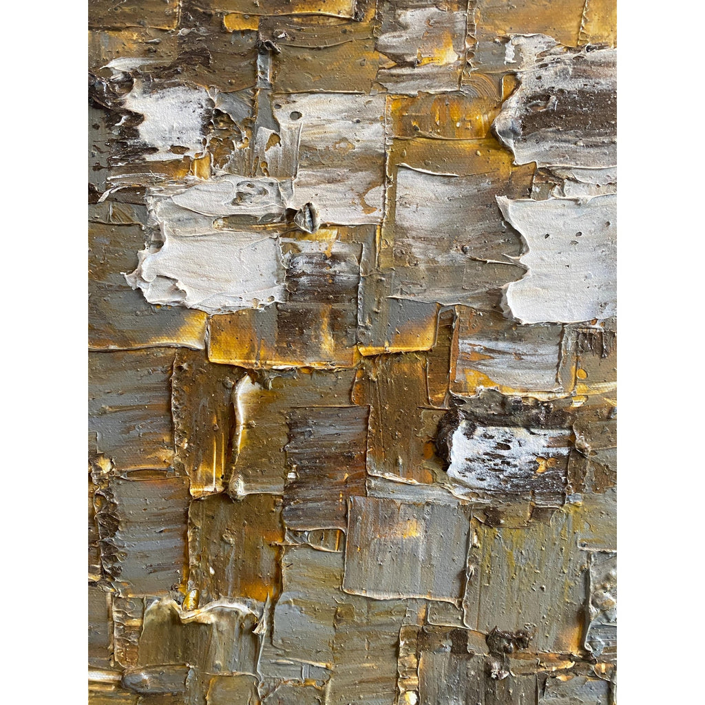 ORIGINAL Heavy Textured Large Abstract Minimalist painting Neutral Beige Gray Squares Geometric 60"x20" Palette knife Art- by Susanna Shap