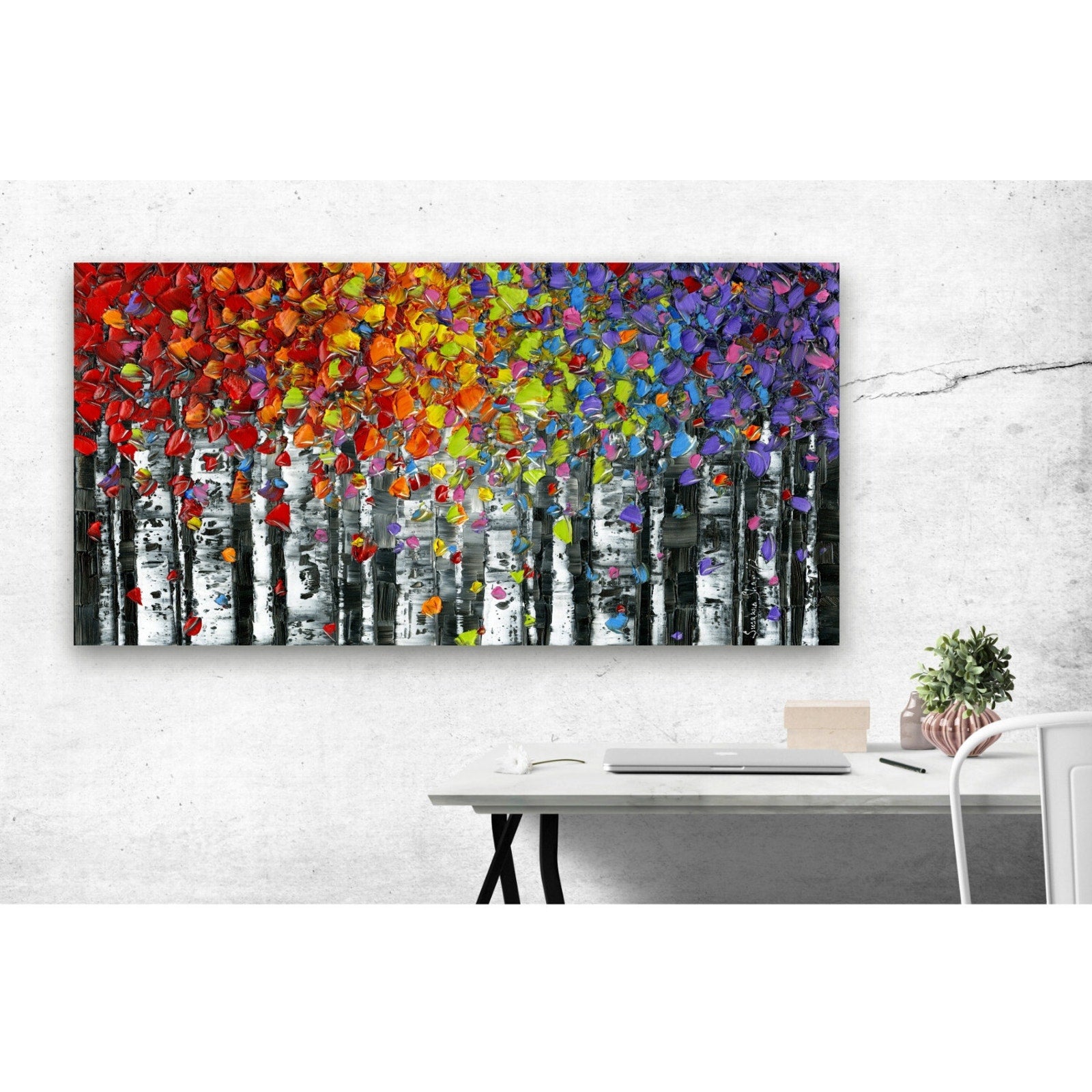 birch trees Landscape Art Abstract Wall Art Canvas PRINT by Susanna Shap