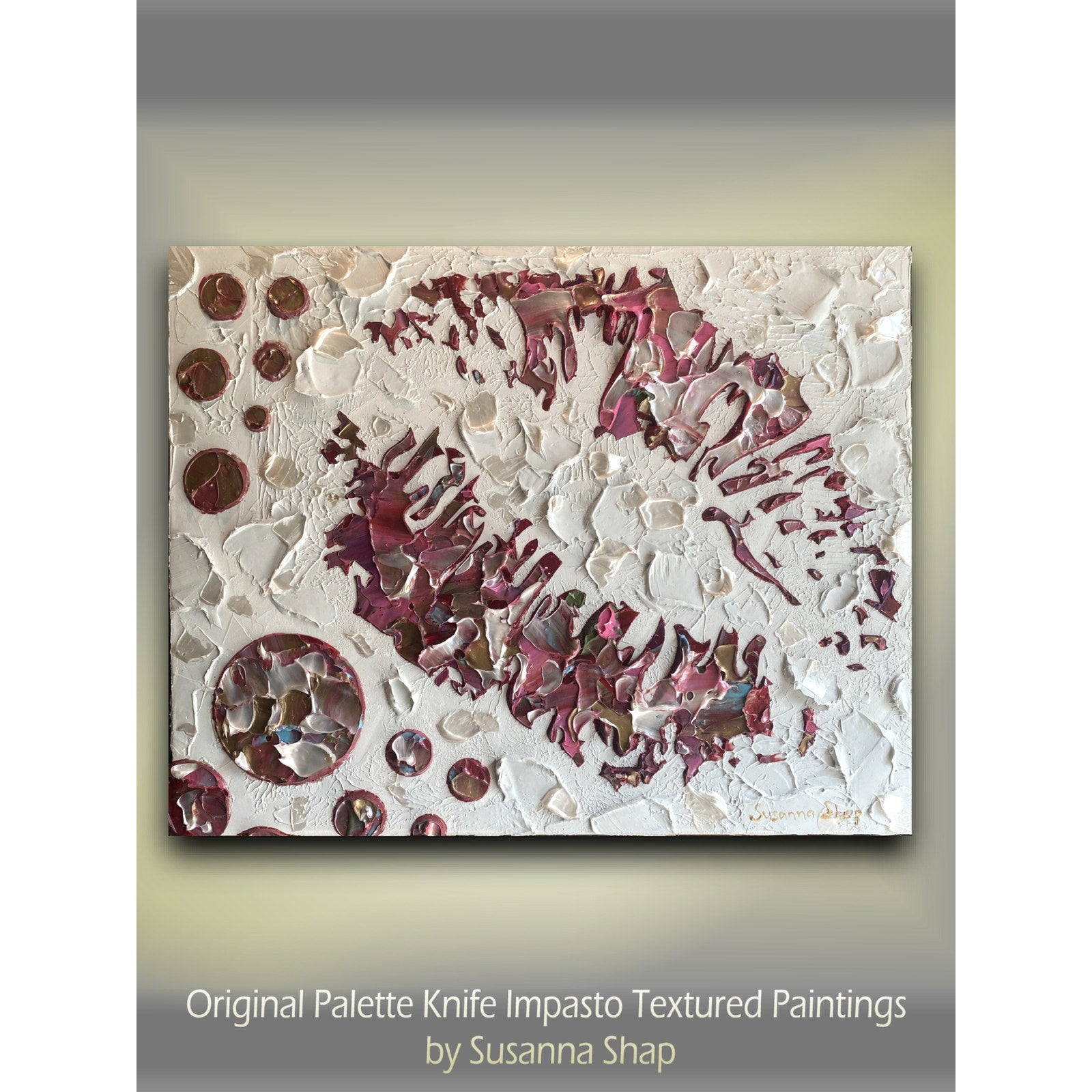 Lipstick ORIGINAL Impasto palette knife Art Abstract Textured painting 16x20"