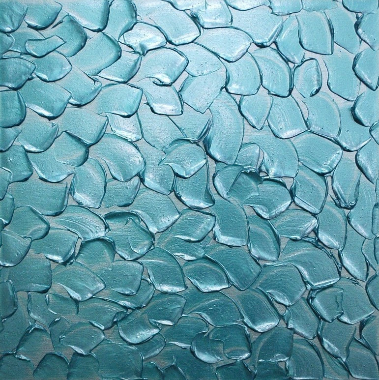 Turquoise Abstract Minimalist ORIGINAL Metallic Textured Painting palette knife Impasto, Abstract Wall Art -MADE2ORDER-Mix & match