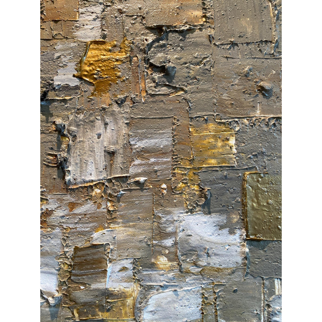 ORIGINAL Minimalist Large Abstract painting Neutral Beige Gray Squares Geometric Heavy Textured 36"x36" Palette knife Art- by Susanna Shap