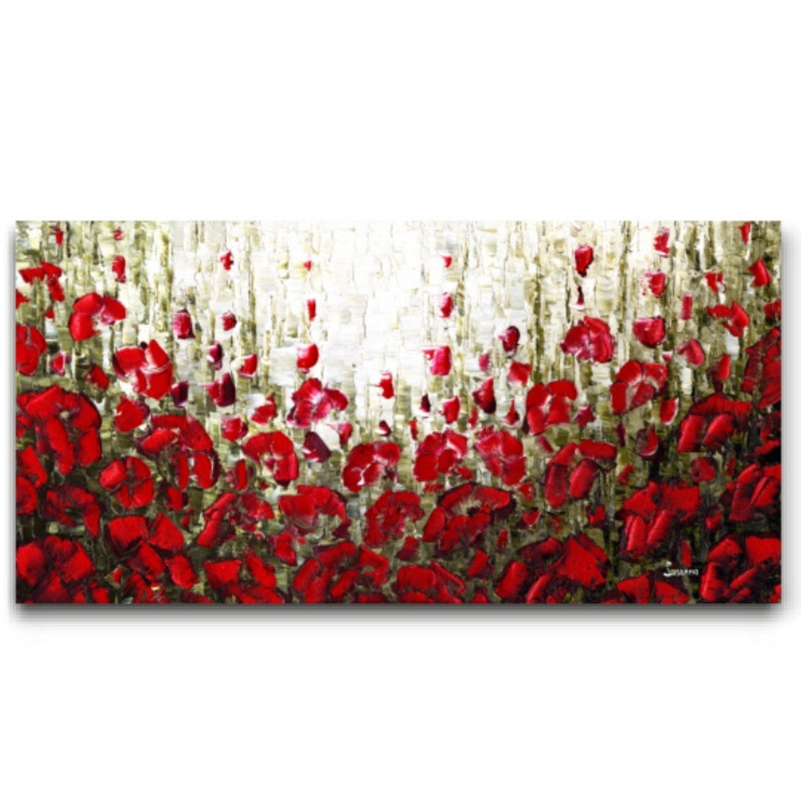 landscape art red poppy Large Abstract Wall Art Panoramic Canvas PRINT Susanna