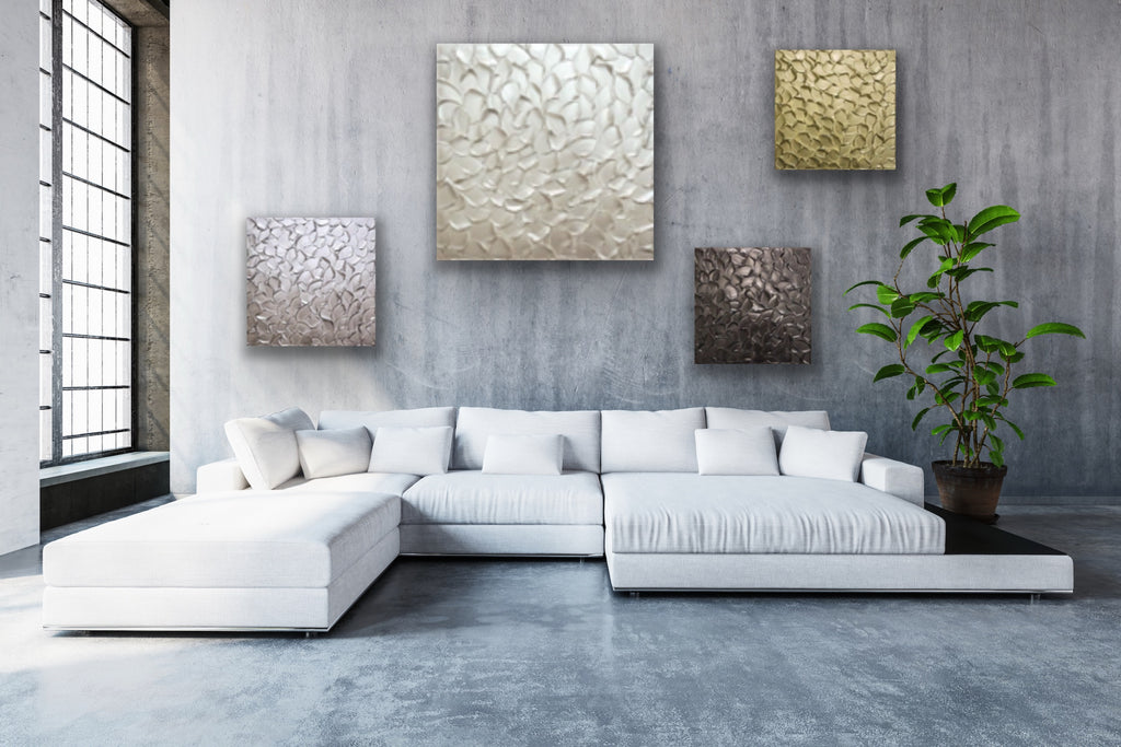 White pearl Abstract Minimalist ORIGINAL Textured Painting palette knife Impasto, Abstract Wall Art -MADE2ORDER