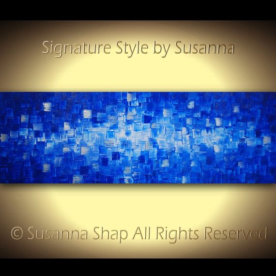 Original Blue Black and silver Modern Art Abstract painting, Geometric Squares Impasto Textured palette knife art by susanna shap (MADE2ORDER)