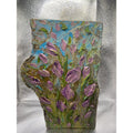 ORIGINAL Purple tulips Small Floral landscape oil painting, Textured Abstract Tactile Art on wood