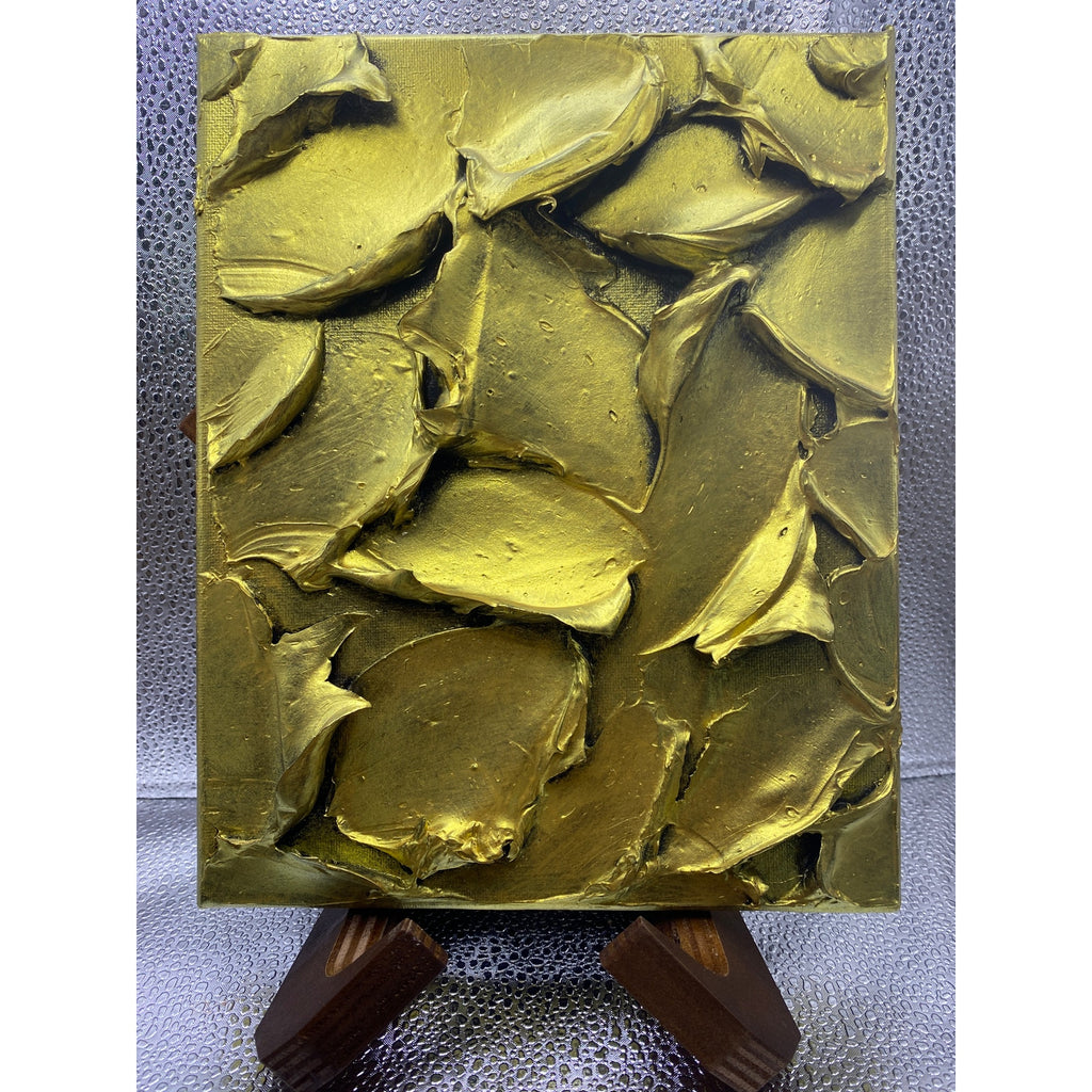ORIGINAL Abstract Textured Gold painting, Metallic Palette knife Impasto Textured, Small 8" x 10"
