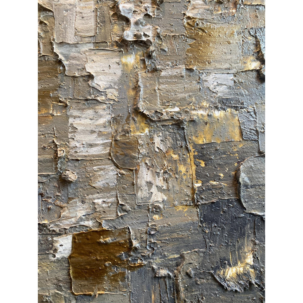 ORIGINAL Minimalist Large Abstract painting Neutral Beige Gray Squares Geometric Heavy Textured 36"x36" Palette knife Art- by Susanna Shap