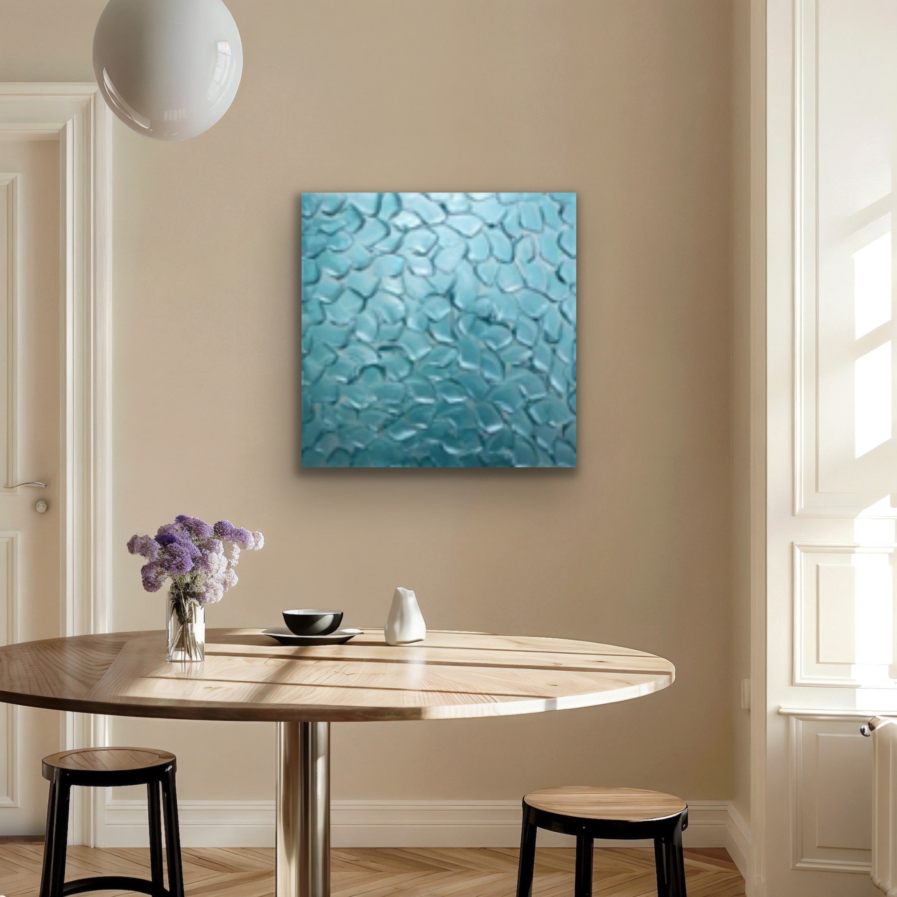 Turquoise Abstract Minimalist ORIGINAL Metallic Textured Painting palette knife Impasto, Abstract Wall Art -MADE2ORDER-Mix & match