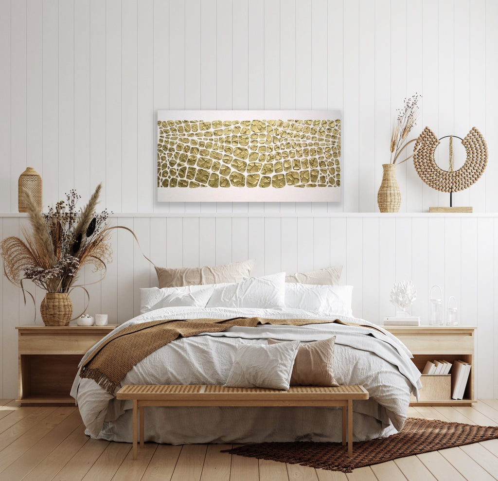 Original white and gold Textured Large Abstract Art MADE2ORDER Mosaic Painting (48”x24”)
