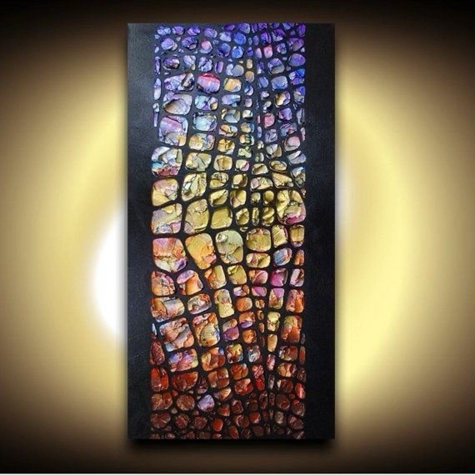 Original Textured Large Abstract Art MADE2ORDER Mosaic Painting Black MultiColor
