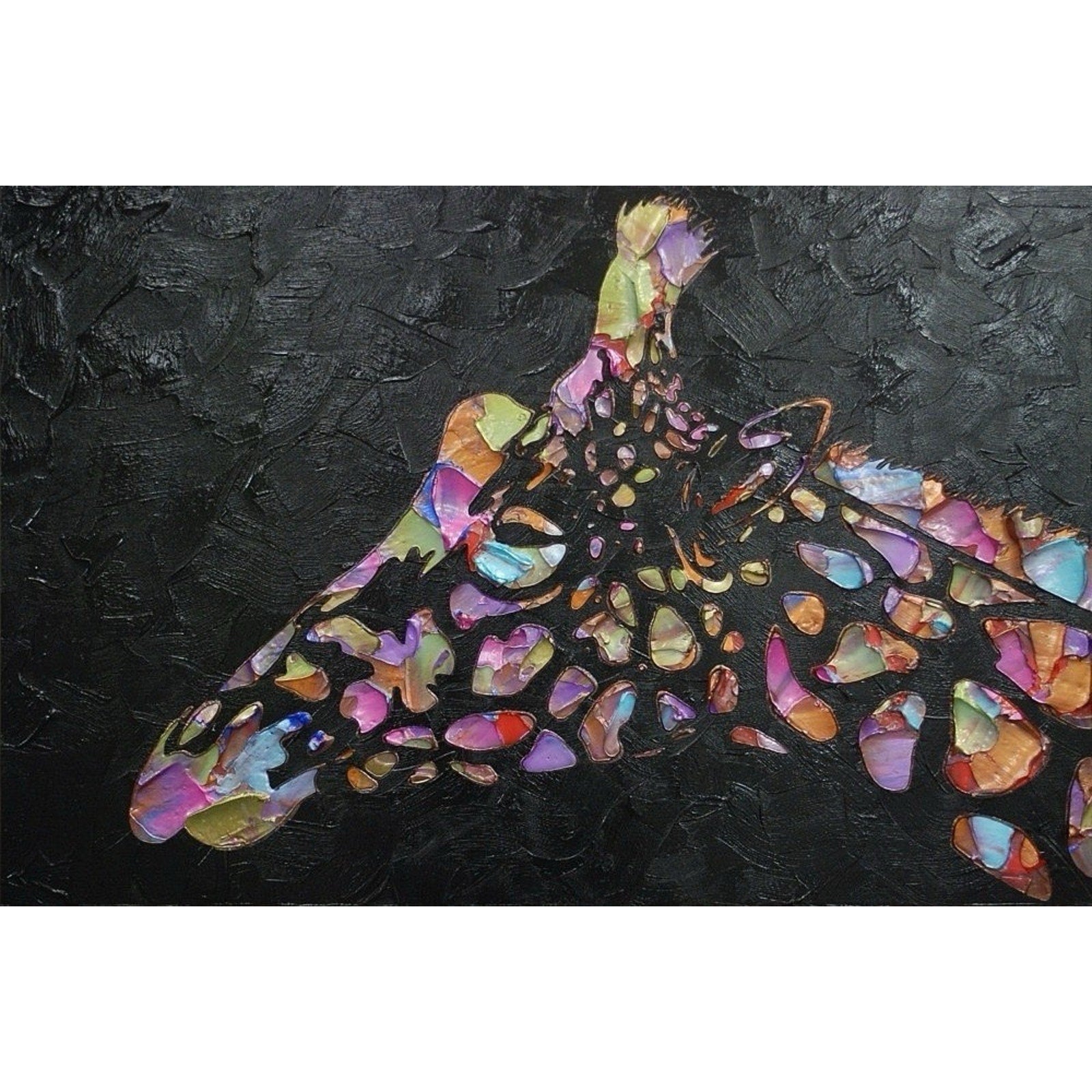 Original Abstract Giraffe Painting MADE2ORDER Black Multi Colored impasto Textured Art