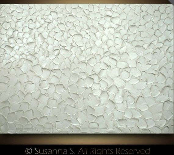 Abstract Minimalist ORIGINAL Textured White pearl Painting palette knife Impasto, Abstract Wall Art -MADE2ORDER