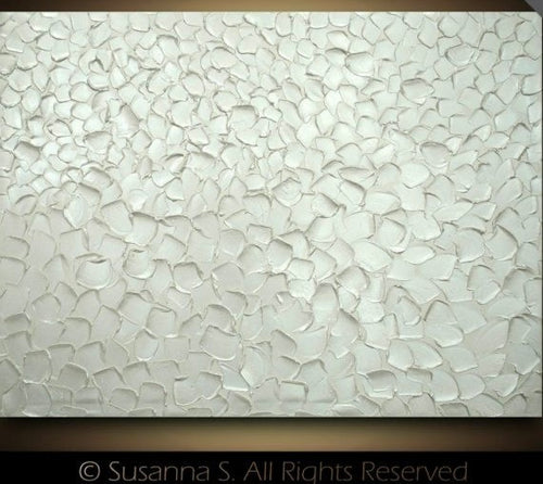 Abstract Minimalist ORIGINAL Textured White pearl Painting palette knife Impasto, Abstract Wall Art -MADE2ORDER
