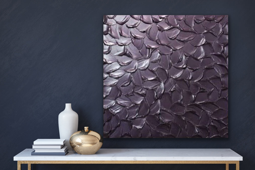 Lilac Smoky purple Abstract Minimalist ORIGINAL Metallic Textured Painting palette knife Impasto, Abstract Wall Art -MADE2ORDER-Mix & match