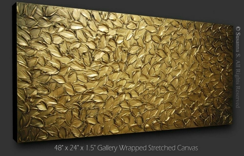 Original bronze gold large textured abstract painting palette knife impasto art by susanna shap (MADE2ORDER)