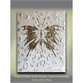 Butterfly Fairy ORIGINAL Art Abstract White & Gold Textured painting, HandMade Artwork Canvas wall art  16x20"