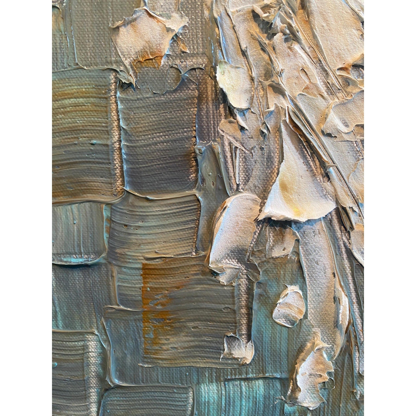 White Abstract Koi Fish Painting, Original palette knife Textured Impressionism Fine Art, 20"x20" Canvas, by susanna shap