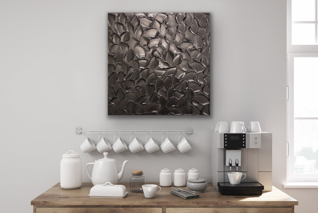 Black Pearl Abstract Minimalist ORIGINAL Textured Painting palette knife Impasto, Abstract Wall Art -MADE2ORDER-Mix & match