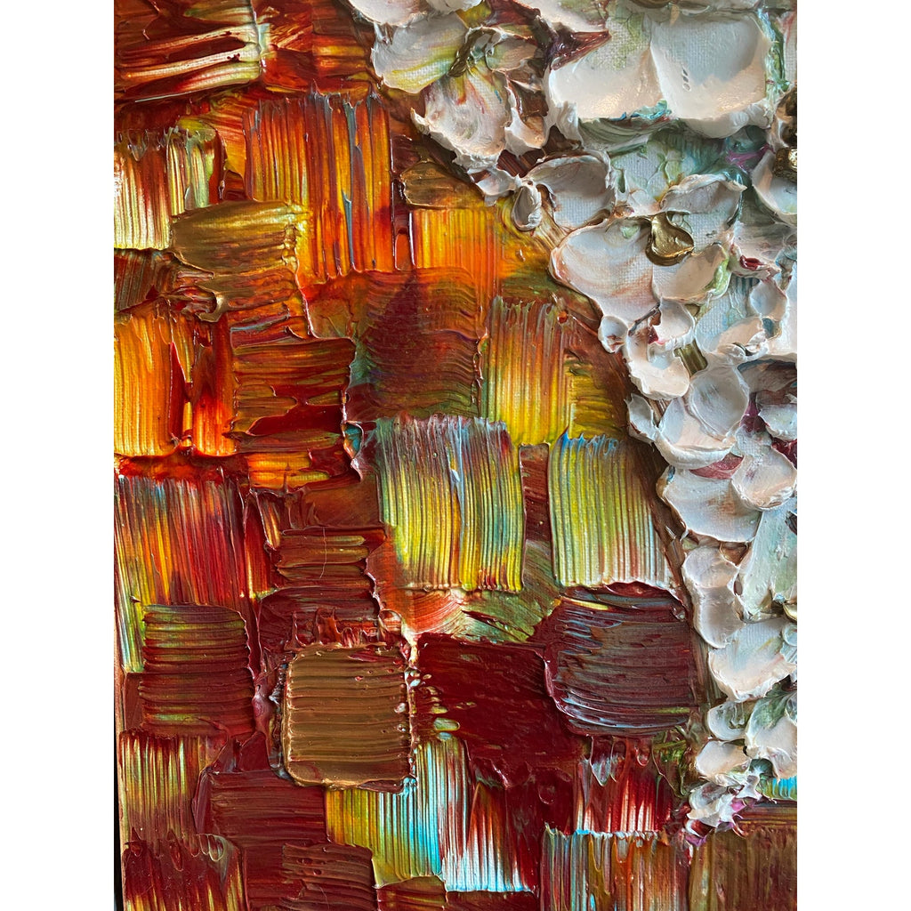 Original Heart Key Textured Painting: Impasto Palette Knife Art (18"x24")