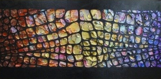 Original Palette knife Impasto Textured Large Abstract Wall Art MADE2ORDER Geometric Mosaic Painting Black and MultiColor