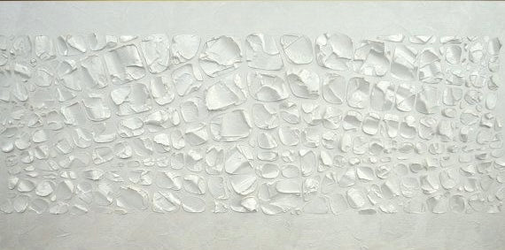 Original painting, Metallic White Pearl, Textured Large Abstract Art MADE2ORDER Mosaic Painting (48”x24”)