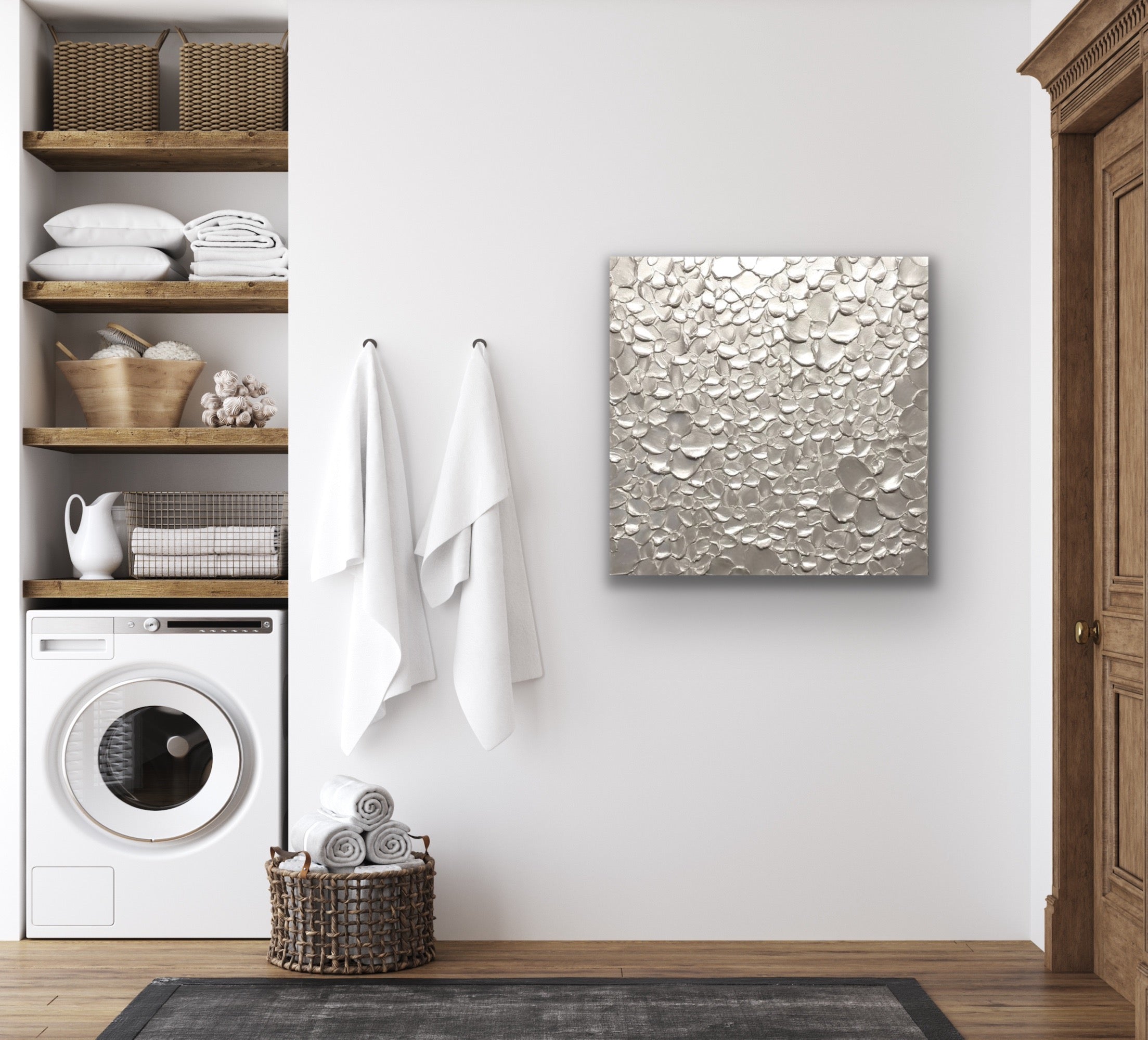 White pearl Blossoms Flowers Abstract Minimalist ORIGINAL Textured Painting palette knife Impasto, Abstract Wall Art -MADE2ORDER