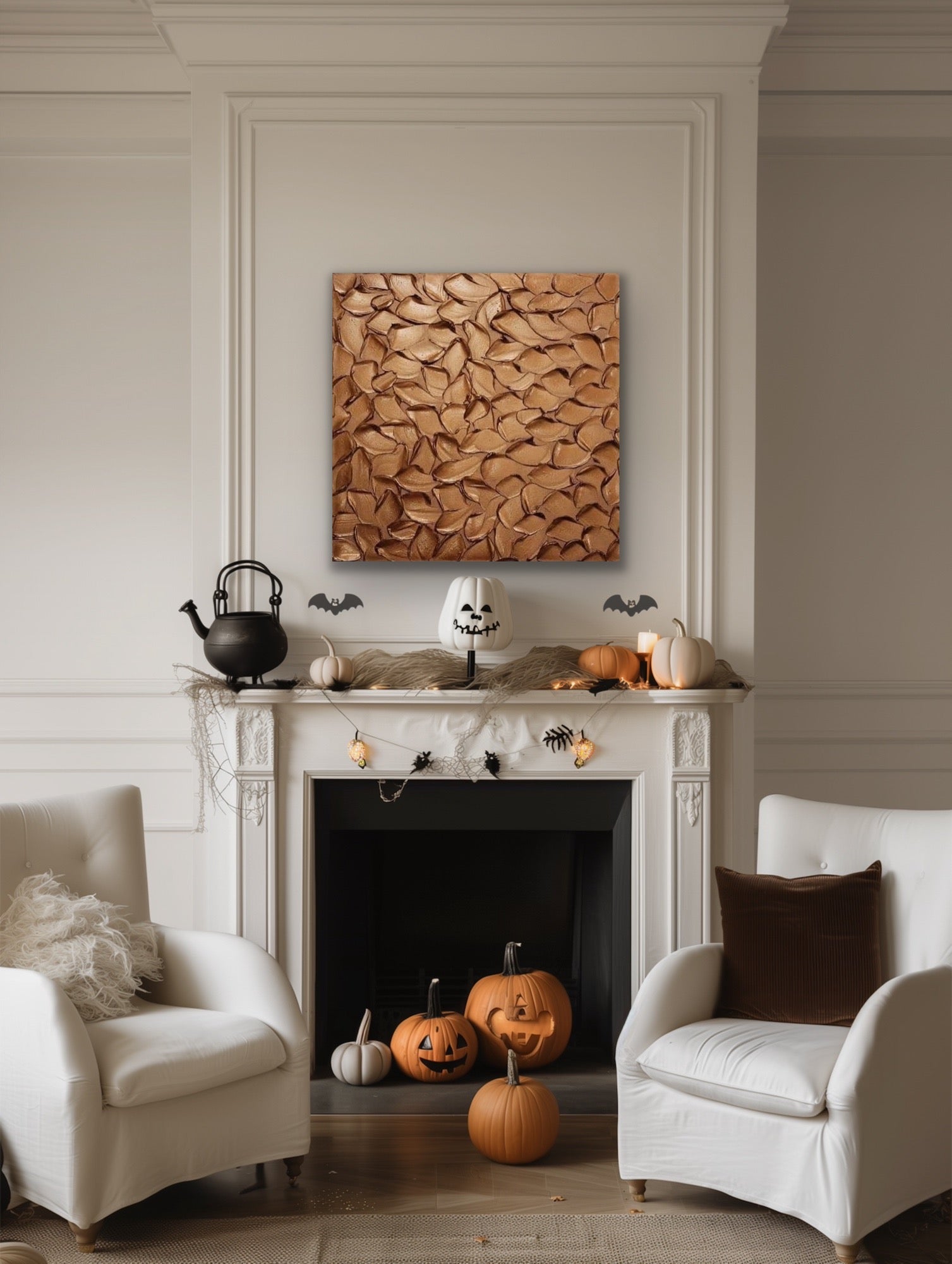Copper Abstract Minimalist ORIGINAL Metallic Textured Painting palette knife Impasto, Abstract Wall Art -MADE2ORDER-Mix & match