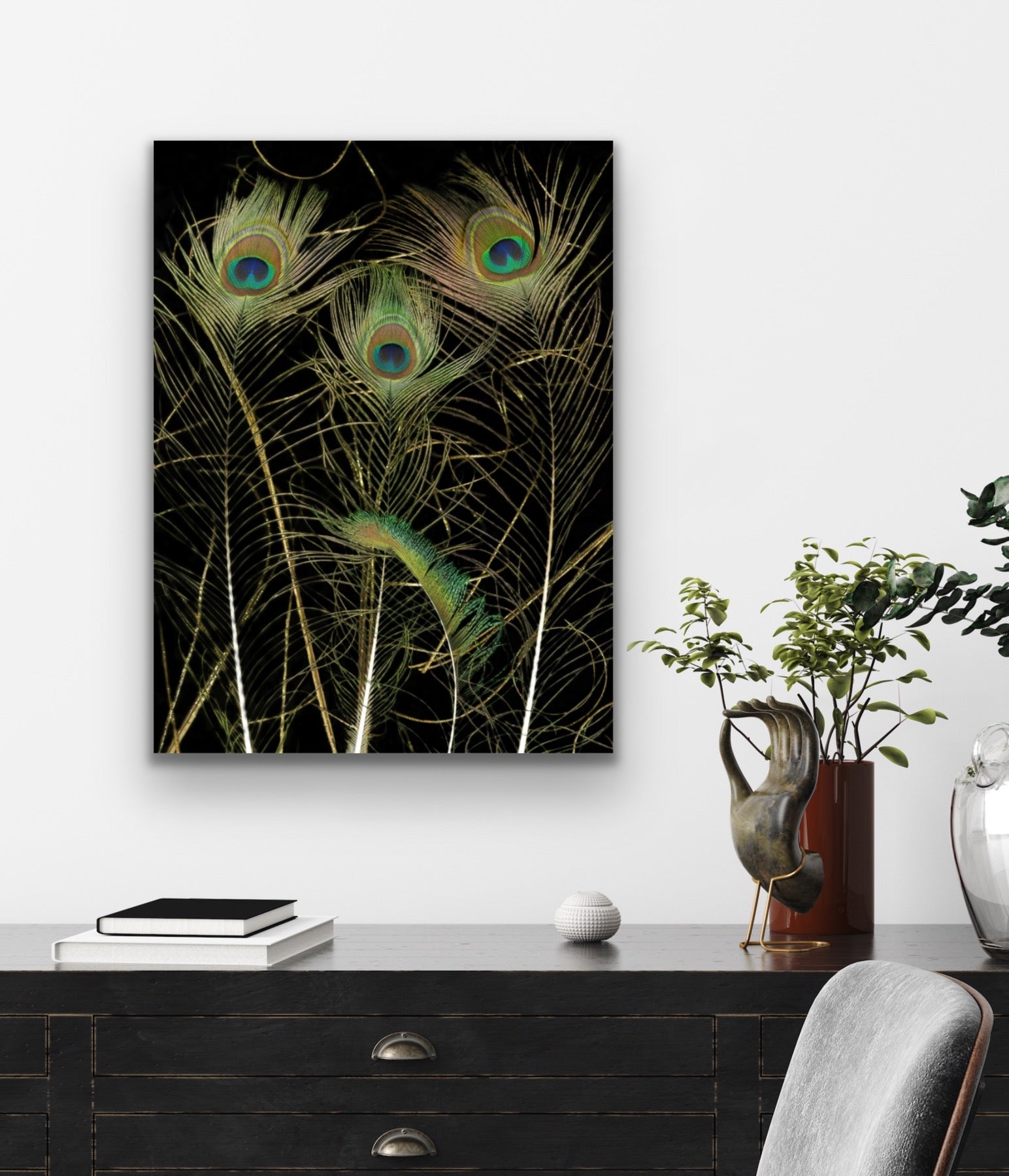 Peacock feathers, Original Photography, Wall art decor, Stretched Canvas, Fine Art Giclee PRINT, Small-X large, Susanna Shap