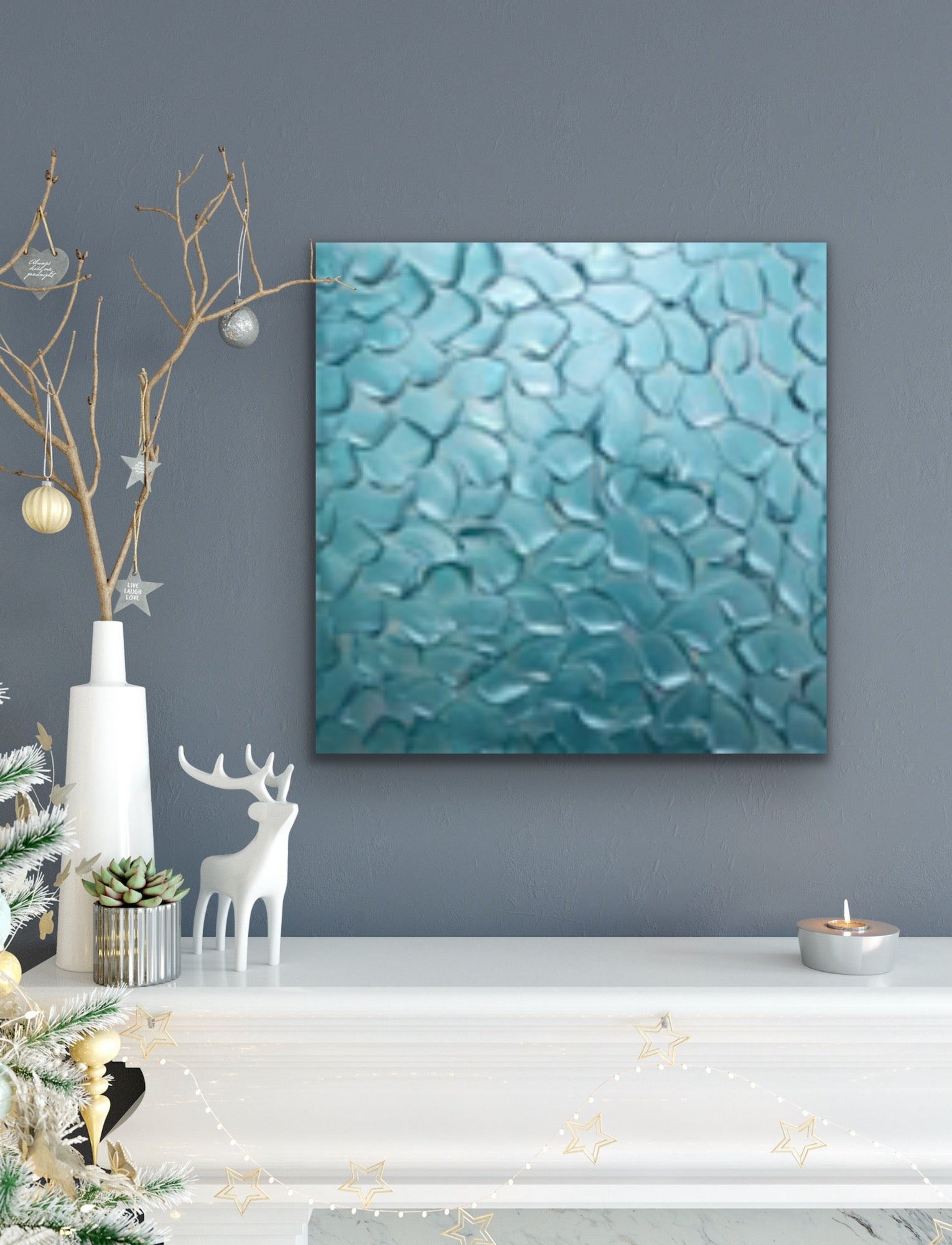 Turquoise Abstract Minimalist ORIGINAL Metallic Textured Painting palette knife Impasto, Abstract Wall Art -MADE2ORDER-Mix & match