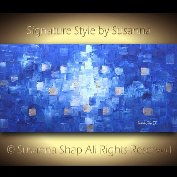 Original Blue Black and silver Modern Art Abstract painting, Geometric Squares Impasto Textured palette knife art by susanna shap (MADE2ORDER)