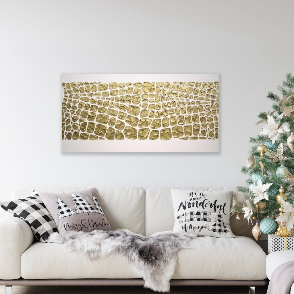 Original white and gold Textured Large Abstract Art MADE2ORDER Mosaic Painting (48”x24”)