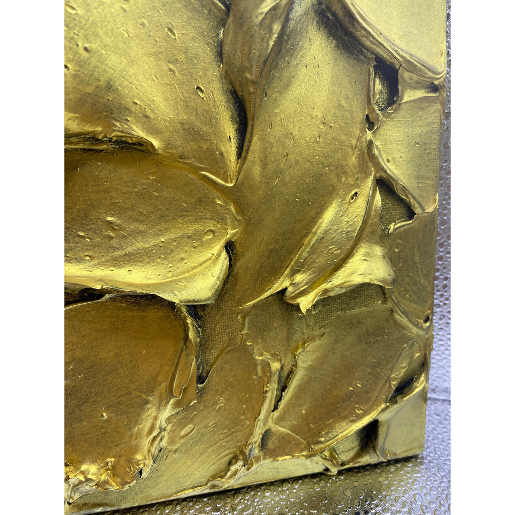 ORIGINAL Abstract Textured Gold painting, Metallic Palette knife Impasto Textured, Small 8" x 10"