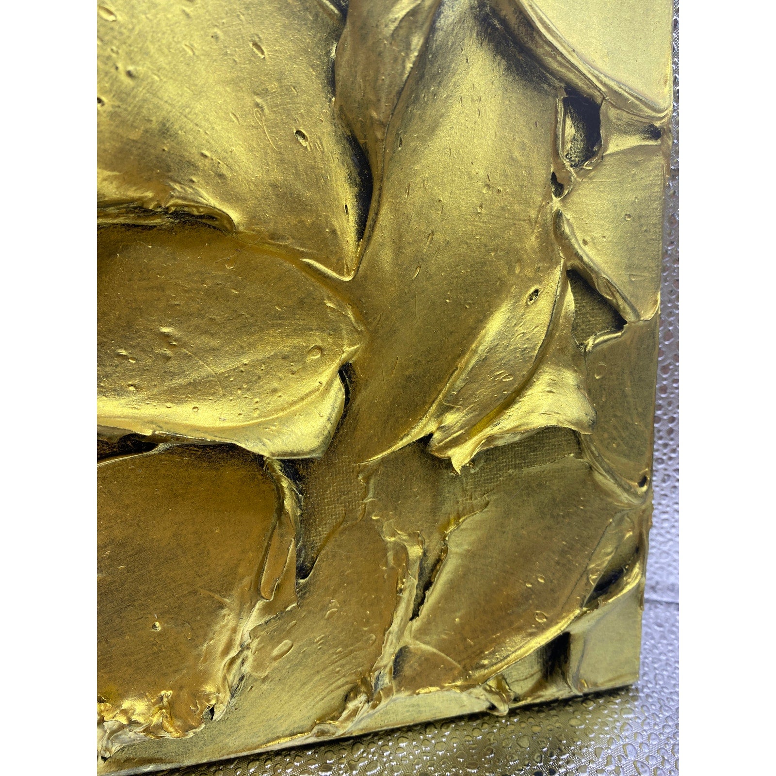 ORIGINAL Abstract Textured Gold painting, Metallic Palette knife Impasto Textured, Small 8" x 10"