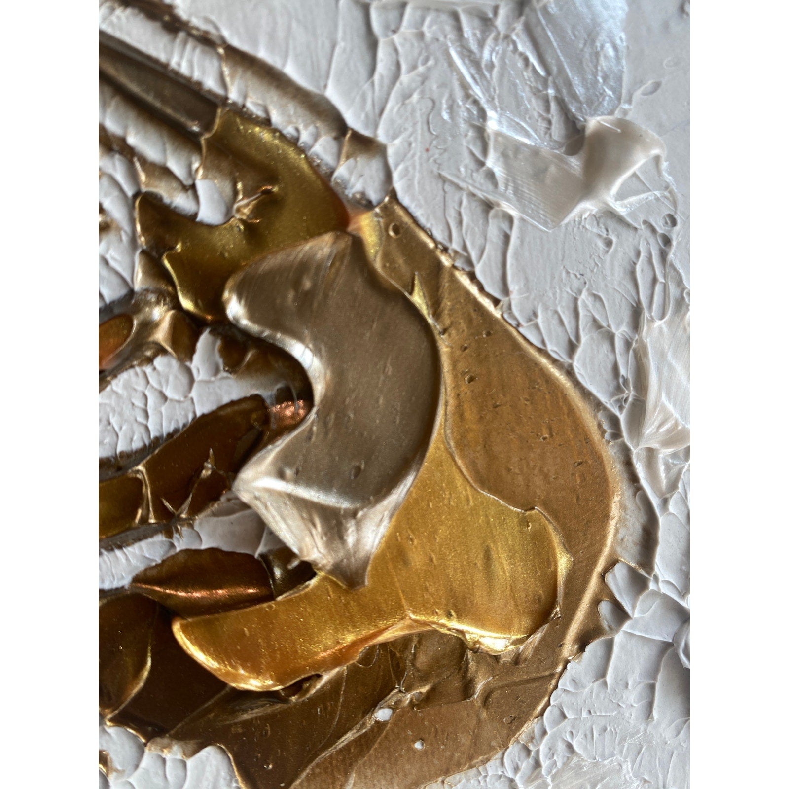Zebra, ORIGINAL Animal Art Abstract White & Gold Textured painting, Handmade Canvas wall art