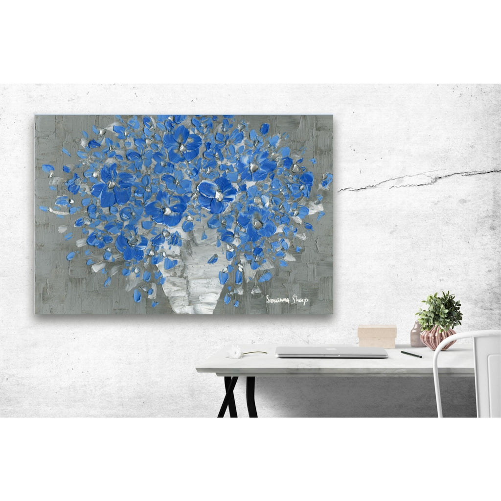 Cornflower Blue Floral Bouquet Canvas Art PRINT, Susanna Shap