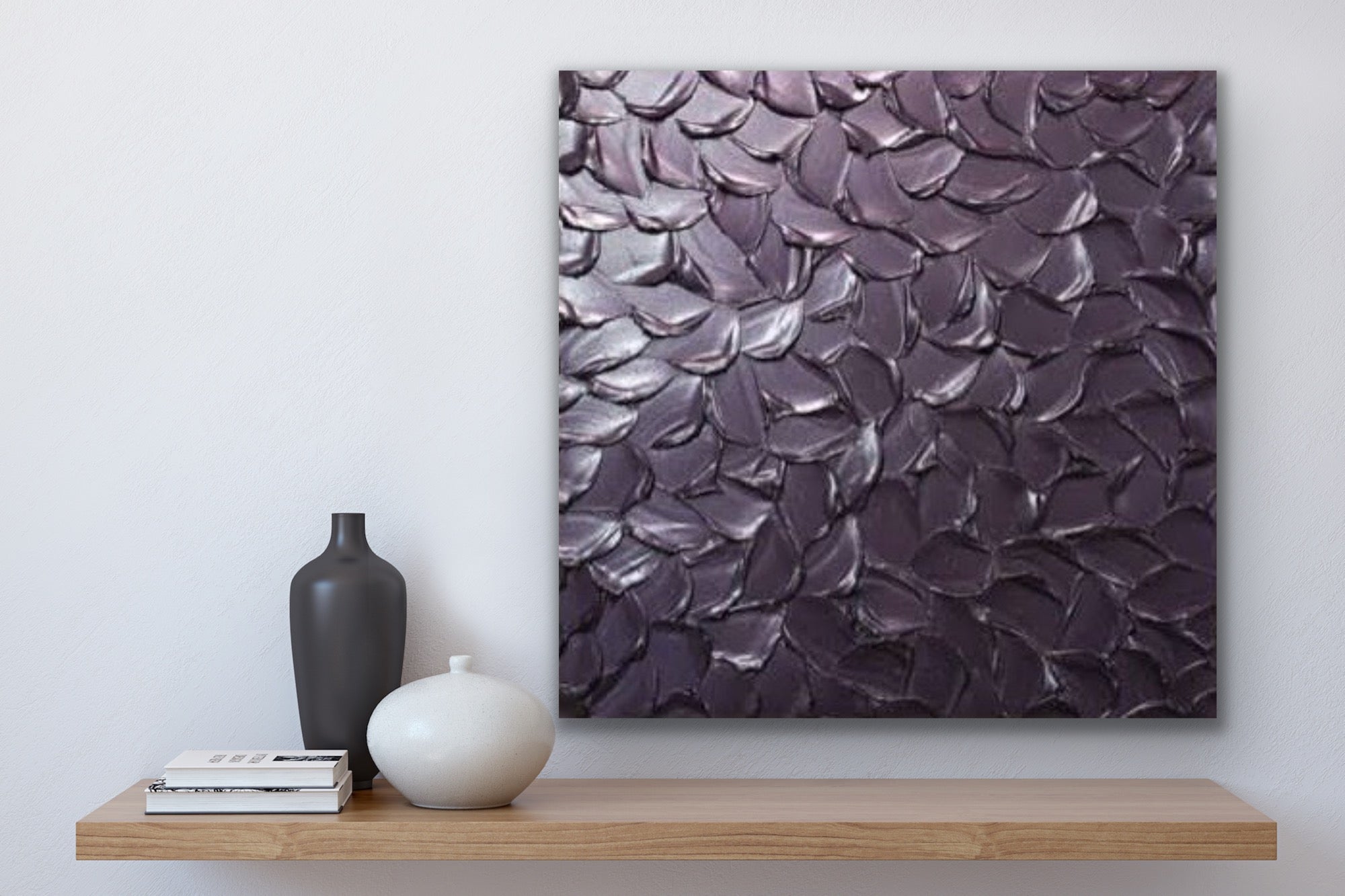 Lilac Smoky purple Abstract Minimalist ORIGINAL Metallic Textured Painting palette knife Impasto, Abstract Wall Art -MADE2ORDER-Mix & match