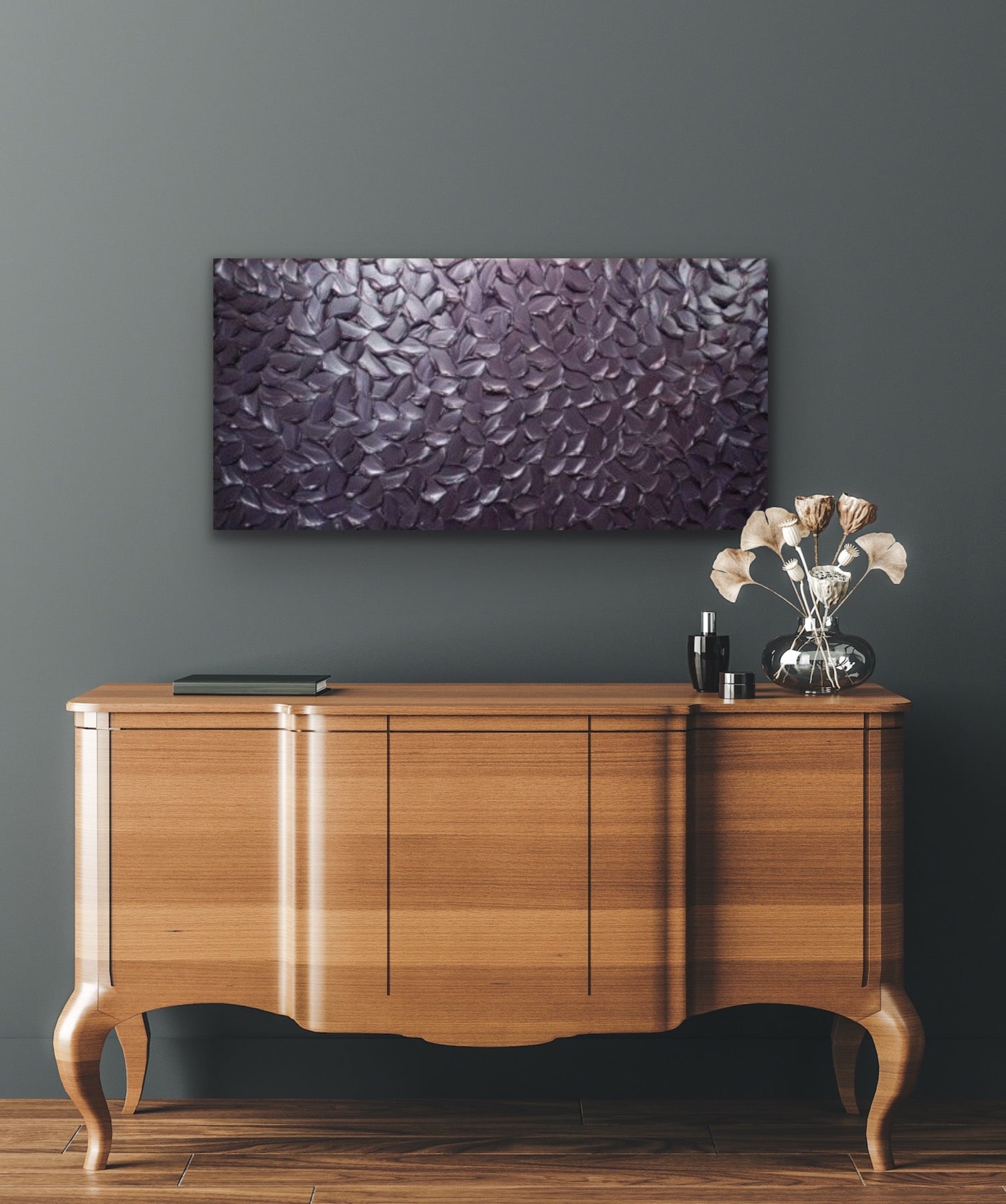 Lilac Smoky purple Abstract Minimalist ORIGINAL Metallic Textured Painting palette knife Impasto, Abstract Wall Art -MADE2ORDER-Mix & match