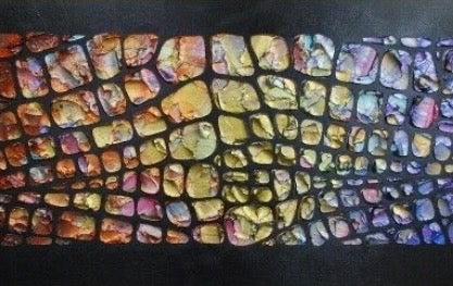 Original Palette knife Impasto Textured Large Abstract Wall Art MADE2ORDER Geometric Mosaic Painting Black and MultiColor
