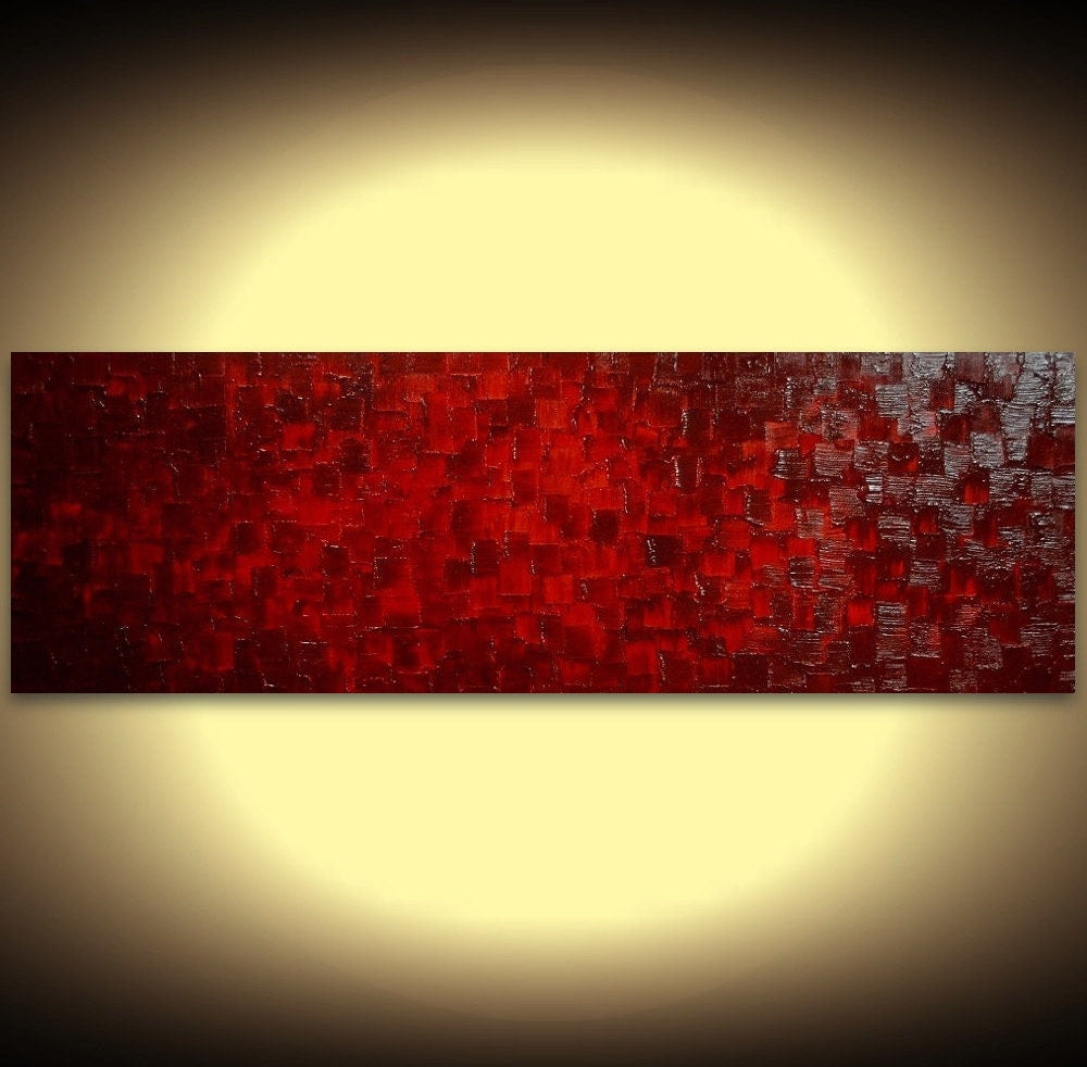 Original Red and black Modern Art Abstract painting, Geometric Squares Impasto Textured palette knife art by susanna shap (MADE2ORDER)