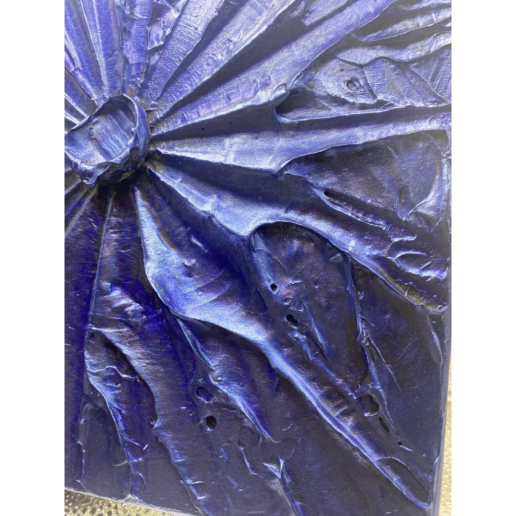 ORIGINAL Abstract Textured painting, Blue Sapphire, Metallic Palette knife Impasto Art, Small 8" x 10"