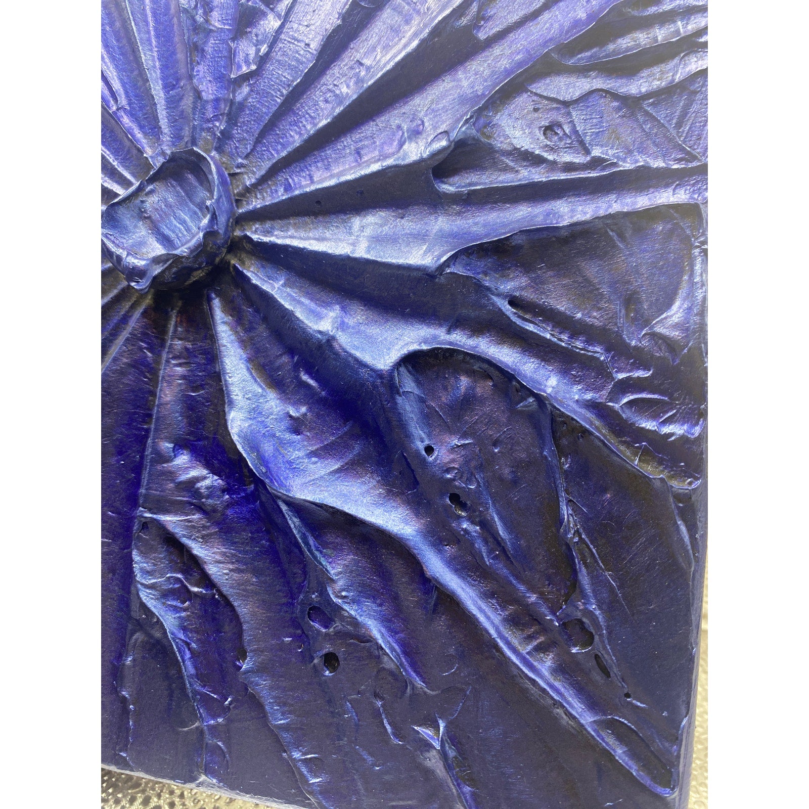 ORIGINAL Abstract Textured painting, Blue Sapphire, Metallic Palette knife Impasto Art, Small 8" x 10"