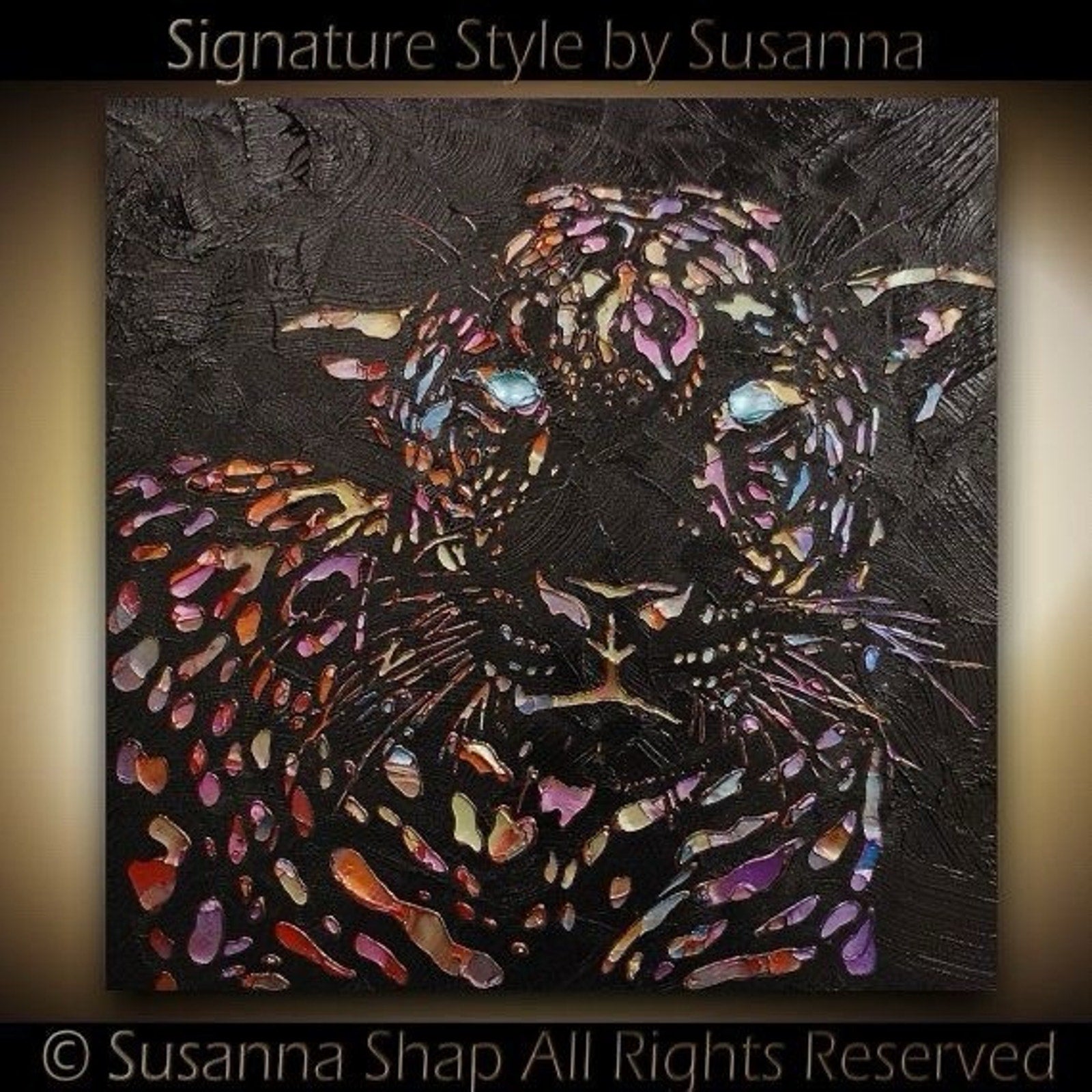 Original Abstract Leopard Painting MADE2ORDER Multicolored Palette Knife Texture
