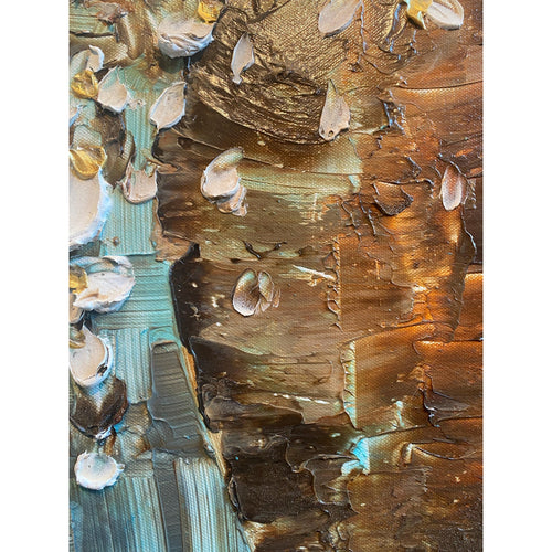 Abstract Heavy Textured White Flower Blossoms Bouquet, Still life Original Painting on Canvas, Impasto palette knife Art 24”x24”