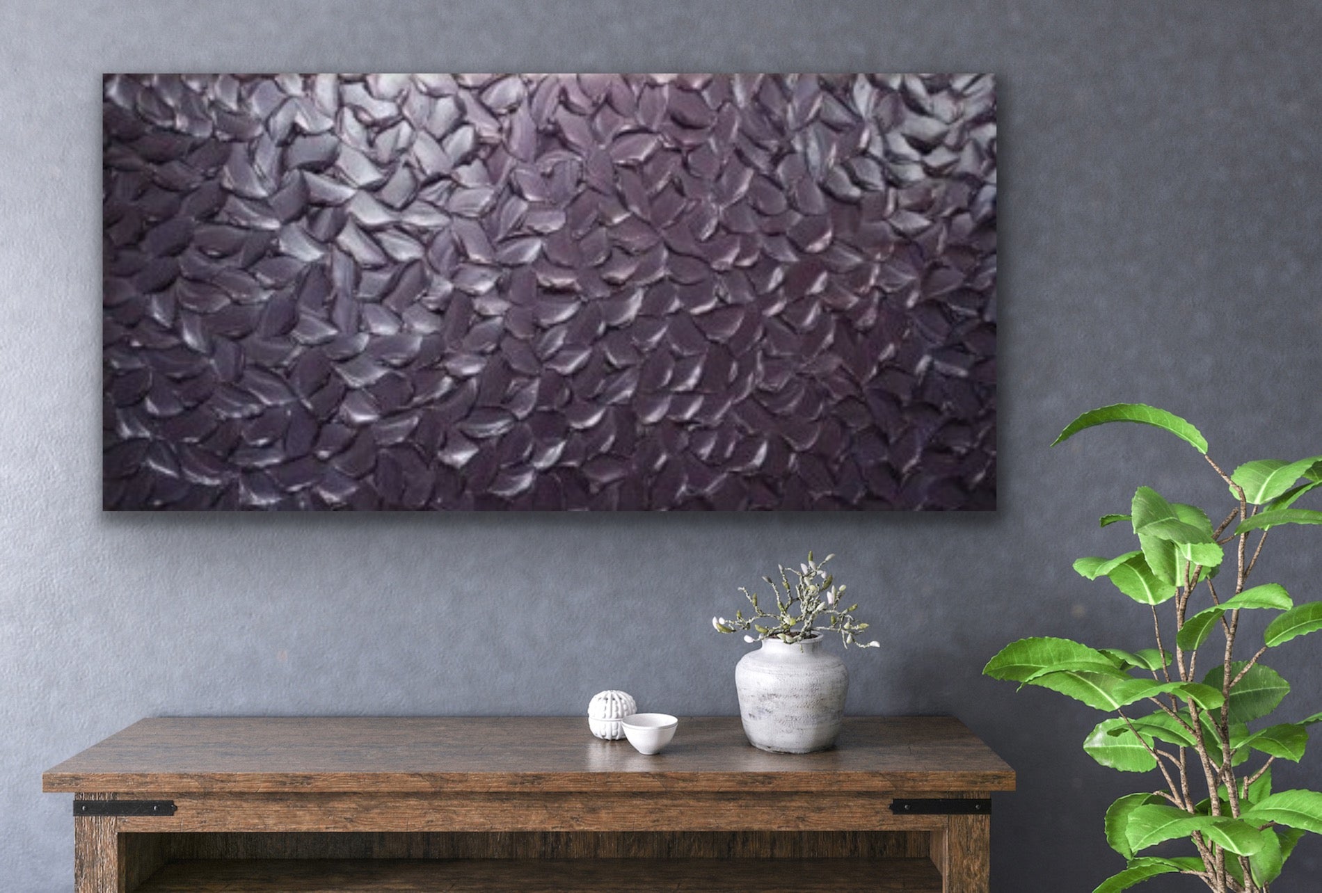 Lilac Smoky purple Abstract Minimalist ORIGINAL Metallic Textured Painting palette knife Impasto, Abstract Wall Art -MADE2ORDER-Mix & match