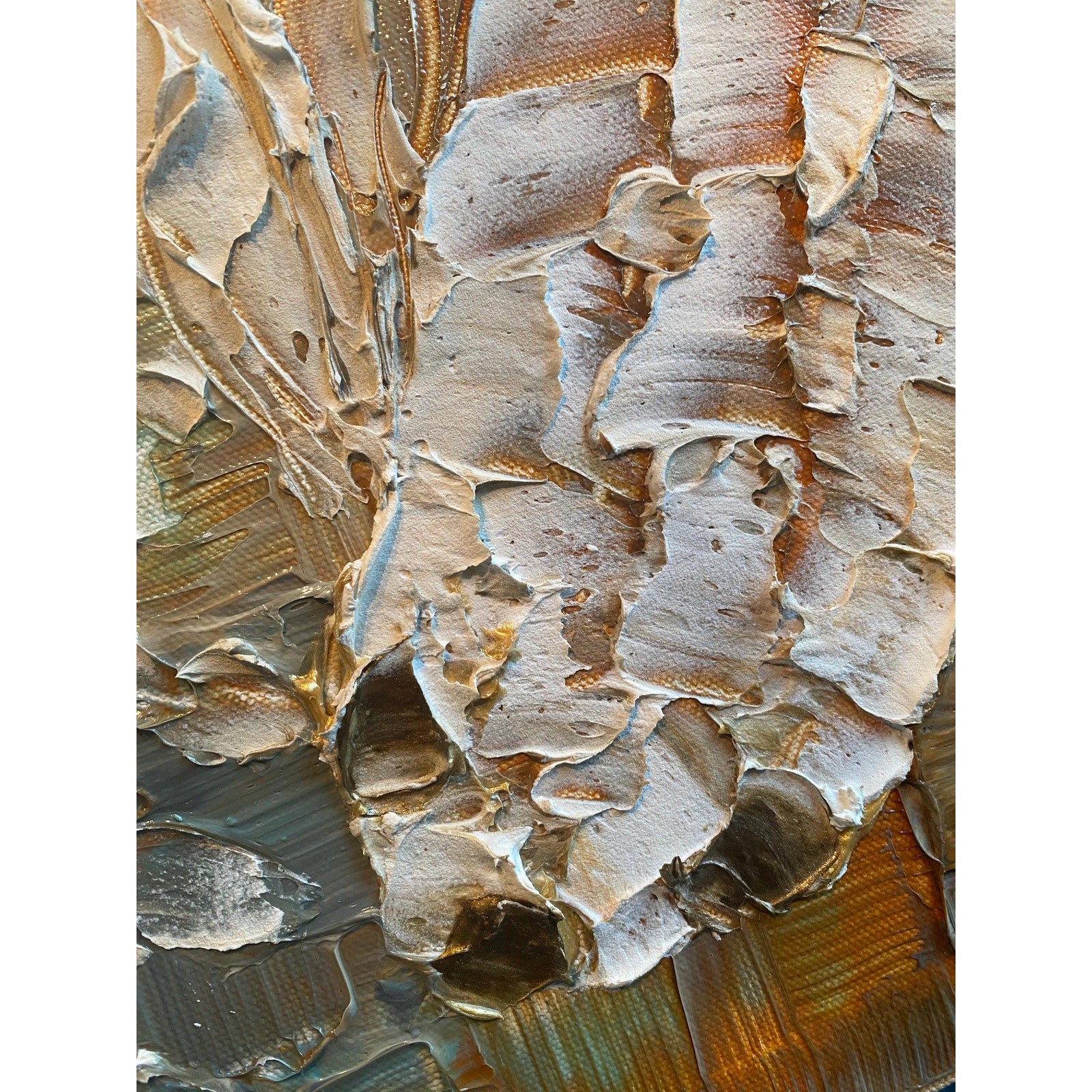 White Abstract Koi Fish Painting, Original palette knife Textured Impressionism Fine Art, 20"x20" Canvas, by susanna shap