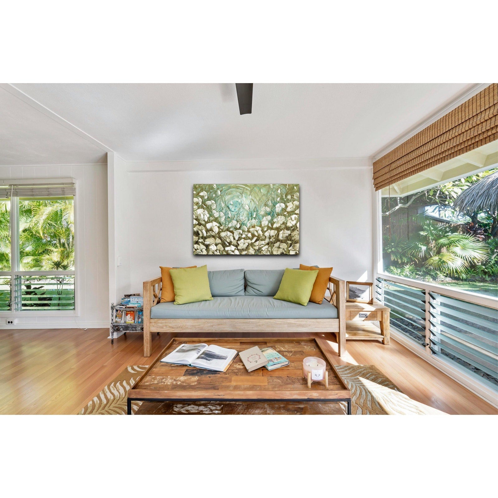 White Poppies Landscape Print, Vintage Colors Canvas Wall Art